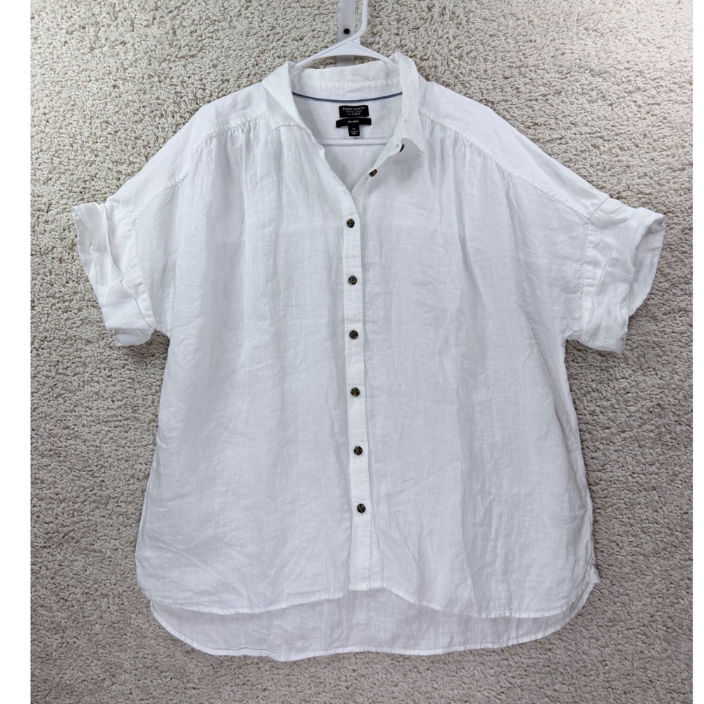 J.Crew Button Up Shirt Womens XL White Baird McNutt Irish Linen Relaxed